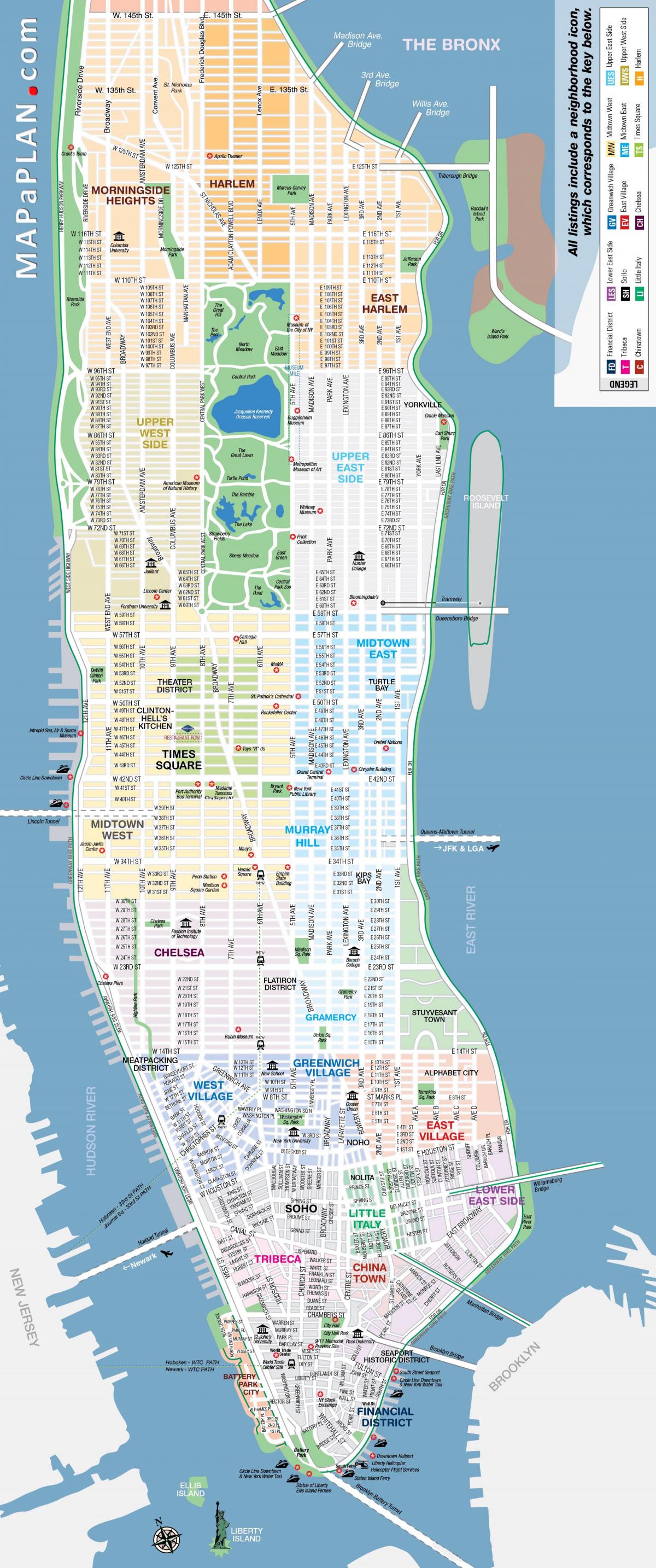 cetak percuma peta Manhattan NYC