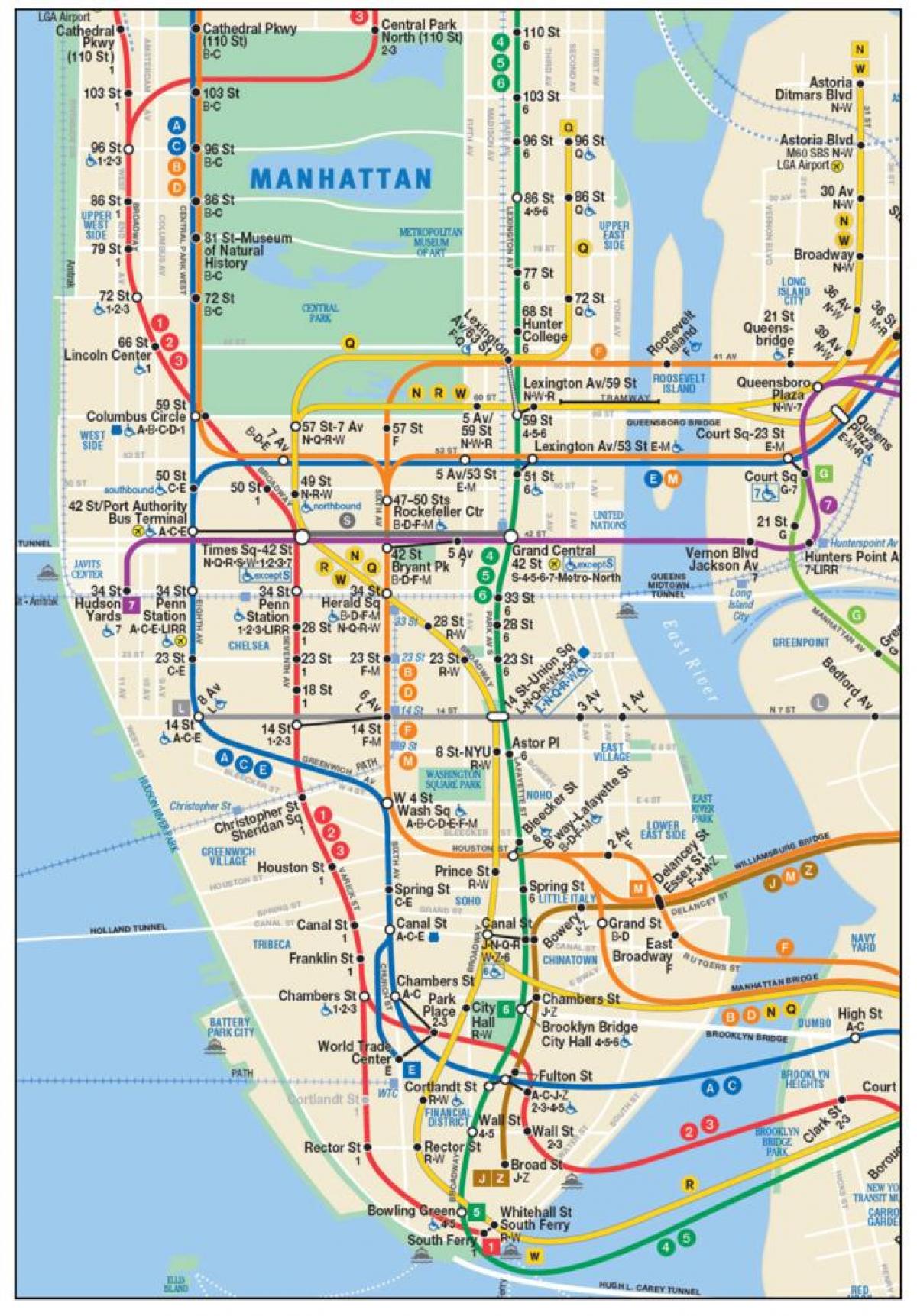 peta Manhattan kereta bawah tanah