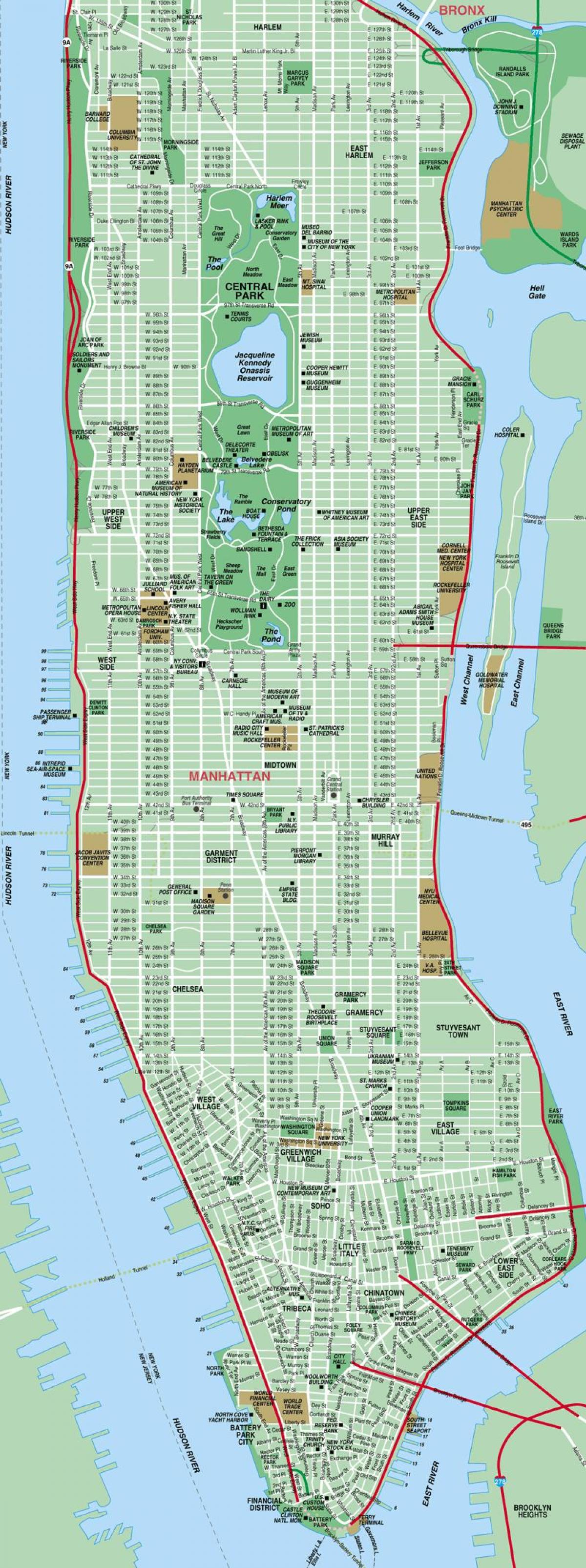 Manhattan peta jalan detail yang tinggi