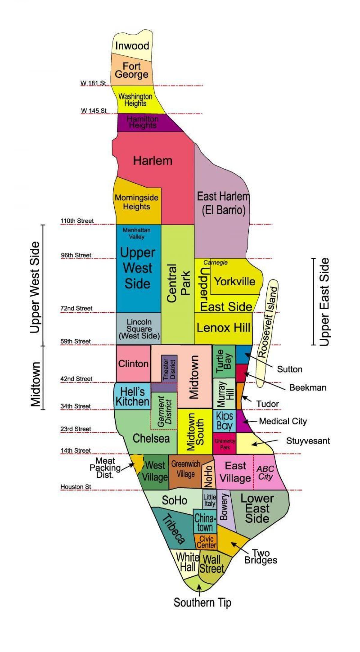 cetak peta Manhattan kawasan