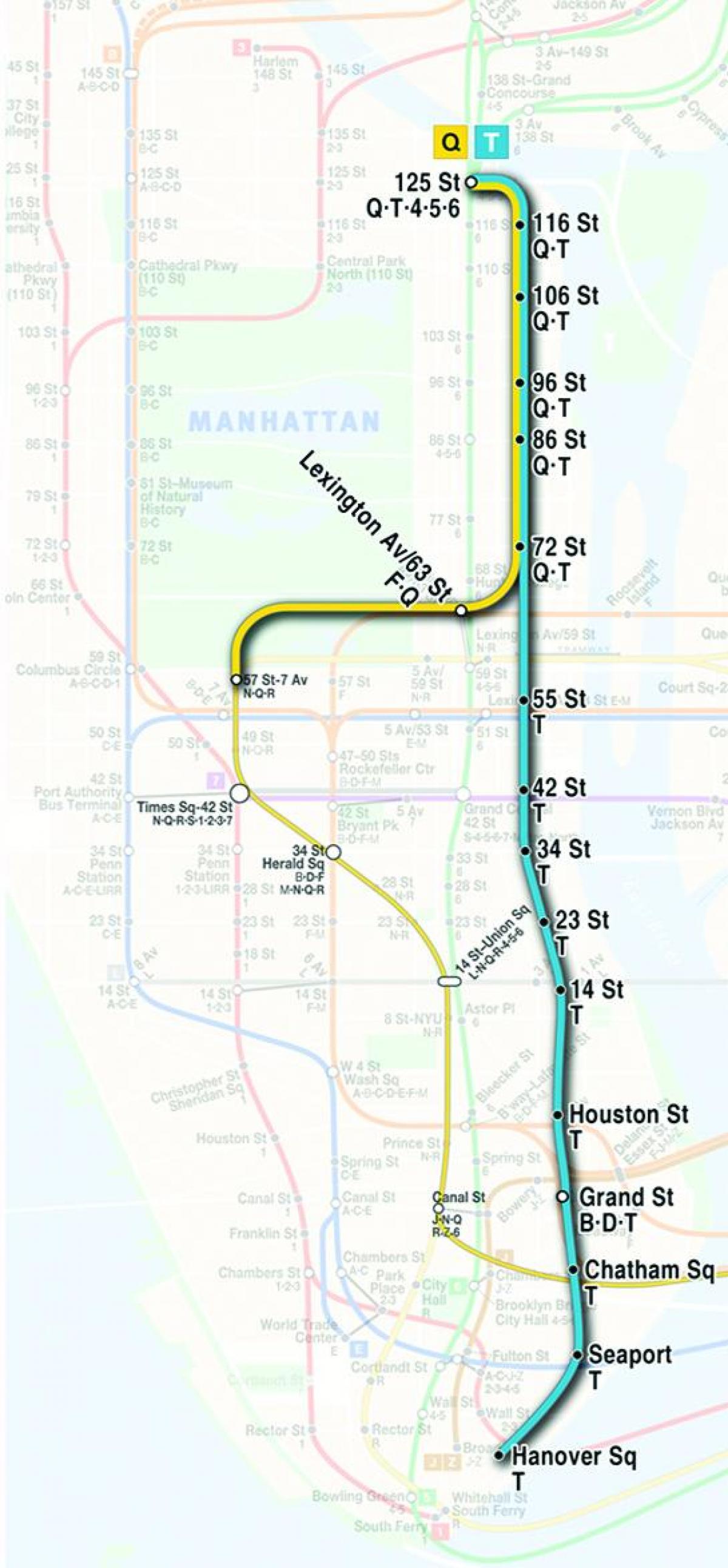 peta second avenue kereta bawah tanah