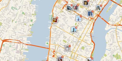 Peta Manhattan menunjukkan tarikan pelancong