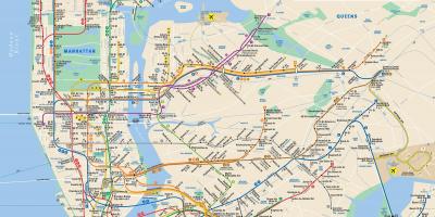 NYC peta kereta bawah tanah di Manhattan